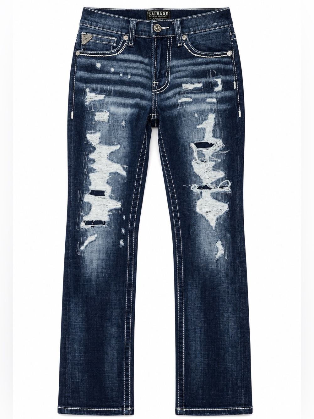 Buckle Salvage Supply Co. Men’s 29x30 Havoc Straight Slim Fit Distressed Jeans